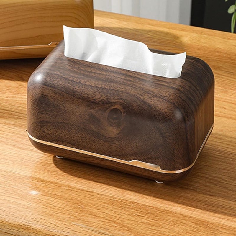 Walnut Color Tissue Box Cover Holder Spring Loaded Magnetic Design For Home Office Car - Image 5